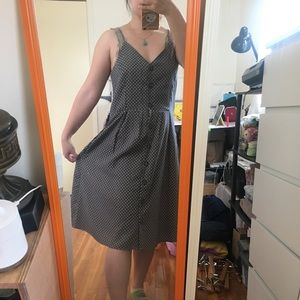 Grey Midi Dress with Yellow Polka Dots